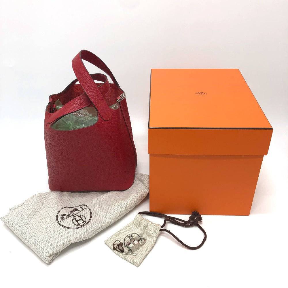 HERMES Handbag Taurillon Clemence Red Picotan Lock PM 18 Women Used