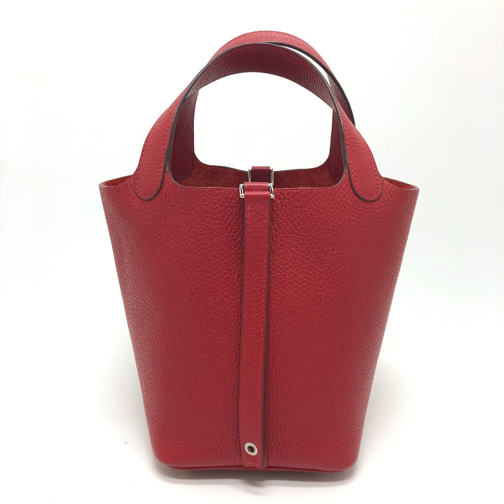 HERMES Handbag Taurillon Clemence Red Picotan Lock PM 18 Women Used