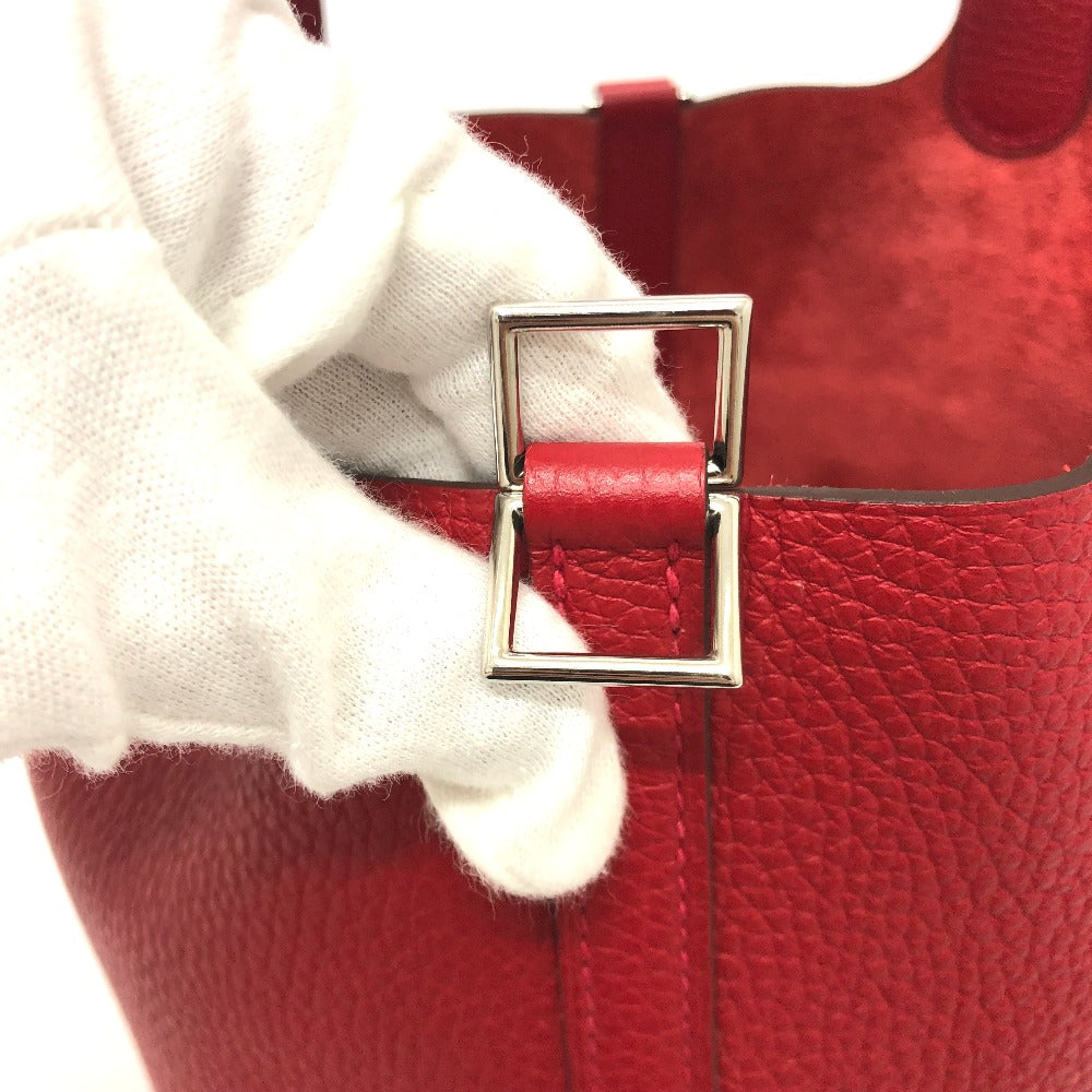 HERMES Handbag Taurillon Clemence Red Picotan Lock PM 18 Women Used