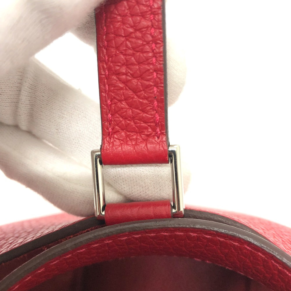 HERMES Handbag Taurillon Clemence Red Picotan Lock PM 18 Women Used