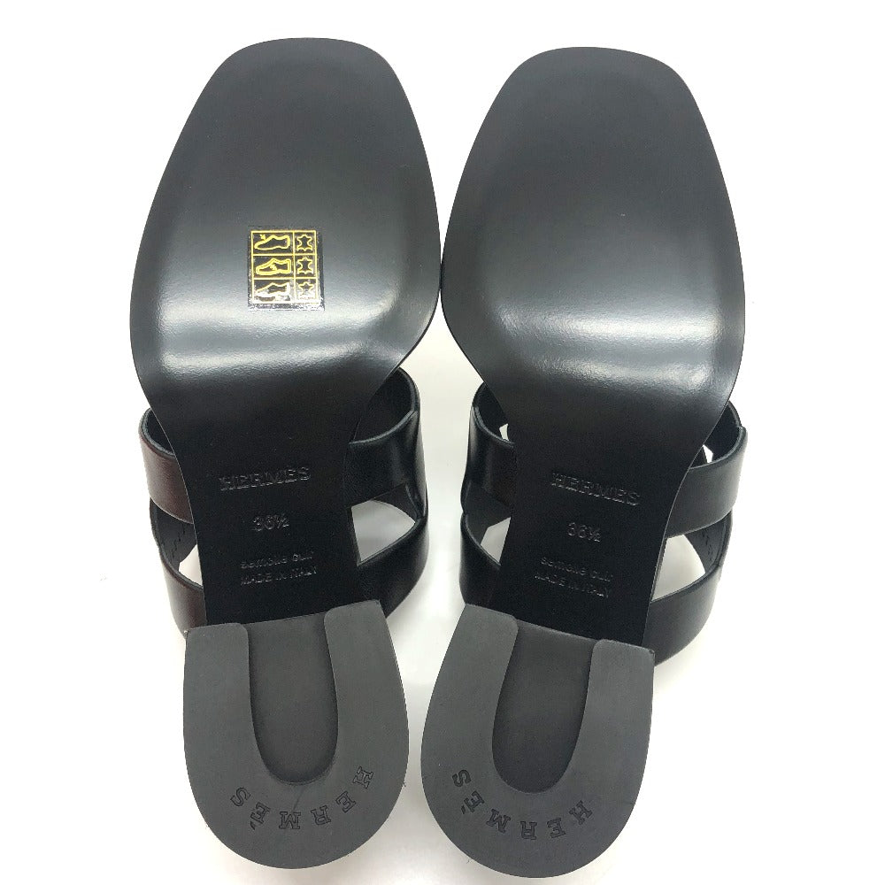 HERMES Sandals leather black Chene Dunkle Gabby 36.5