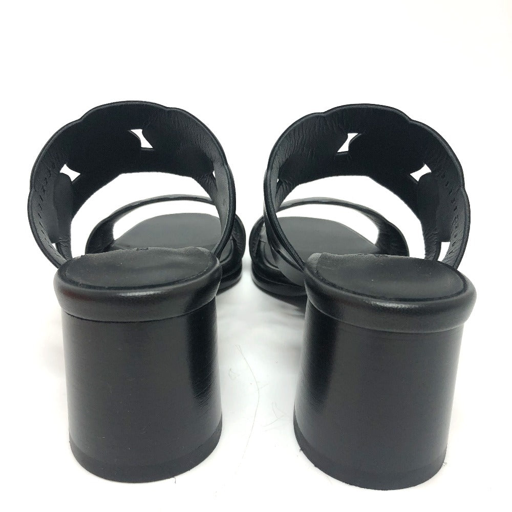 HERMES Sandals leather black Chene Dunkle Gabby 36.5