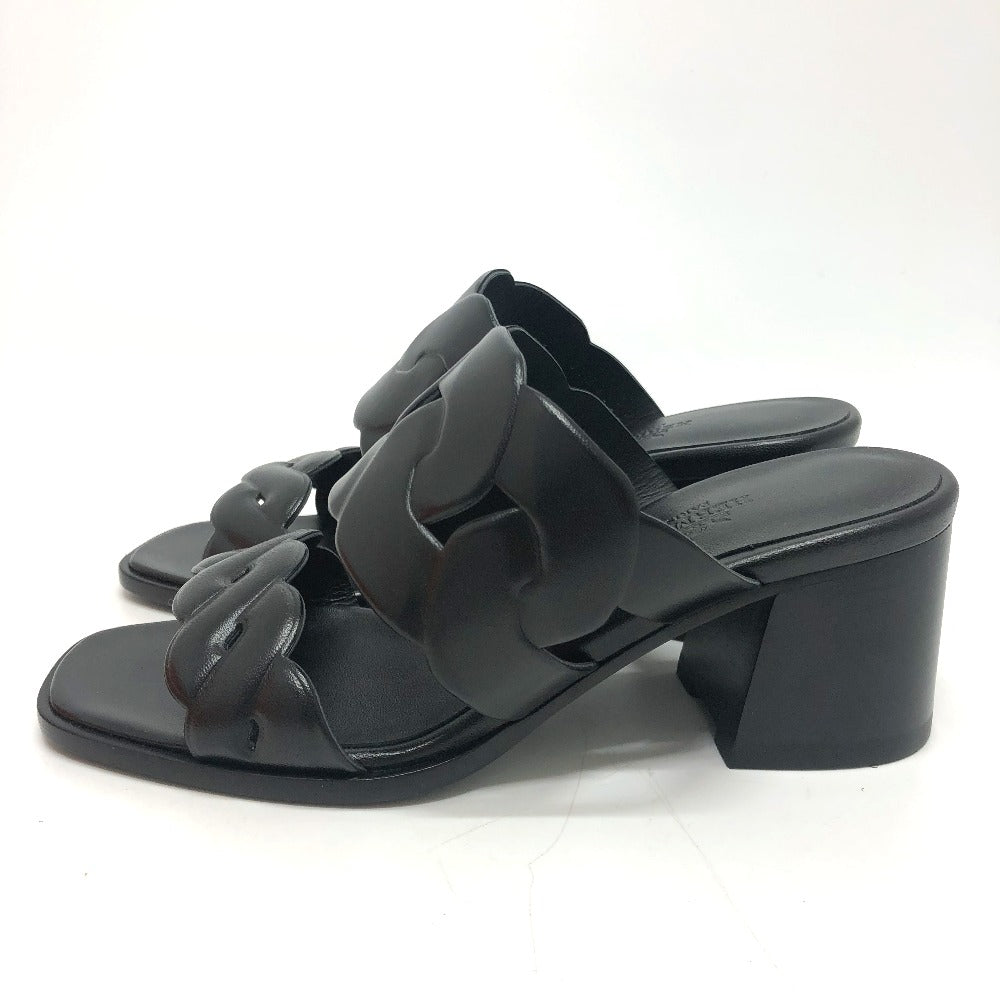 HERMES Sandals leather black Chene Dunkle Gabby 36.5