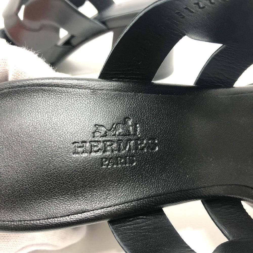 HERMES Sandals leather black Chene Dunkle Gabby 36.5