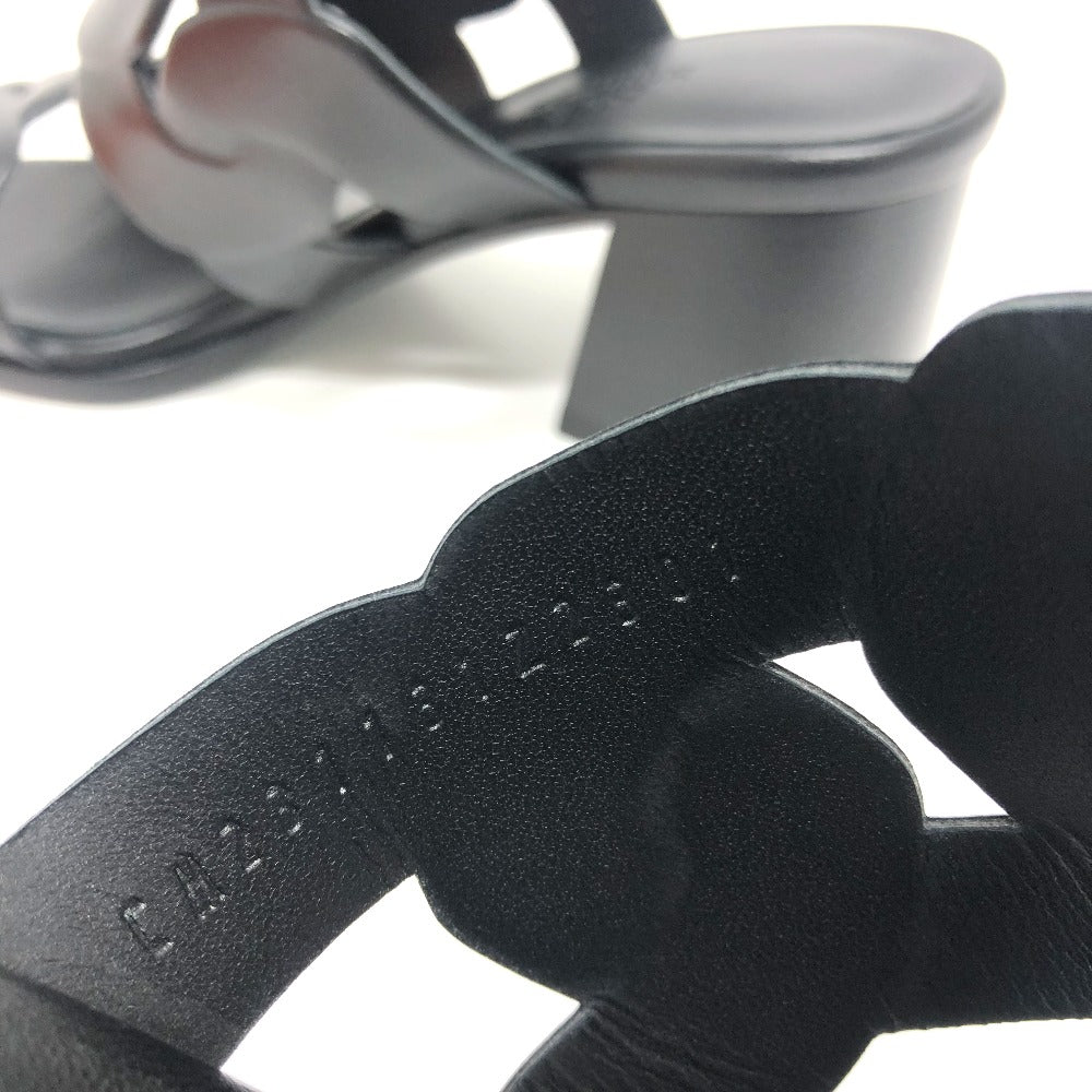 HERMES Sandals leather black Chene Dunkle Gabby 36.5