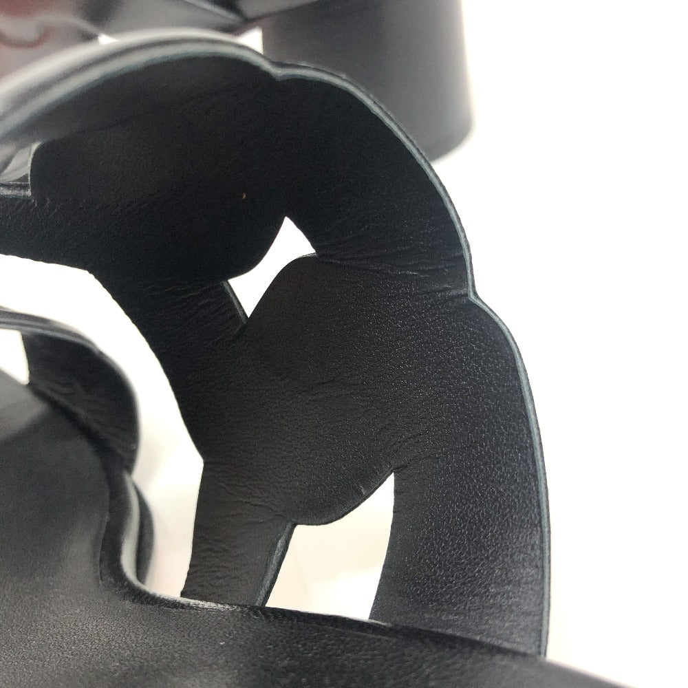 HERMES Sandals leather black Chene Dunkle Gabby 36.5