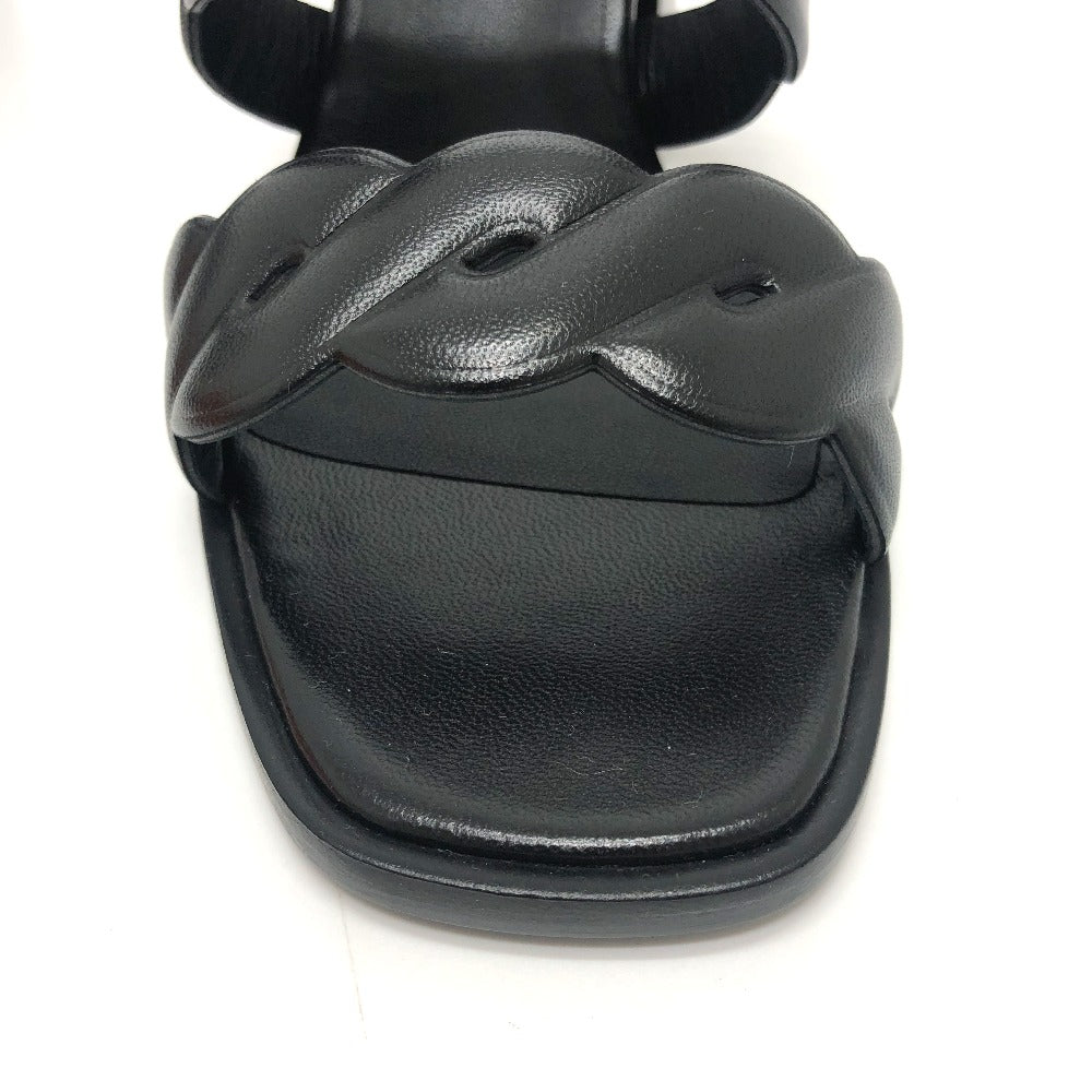 HERMES Sandals leather black Chene Dunkle Gabby 36.5