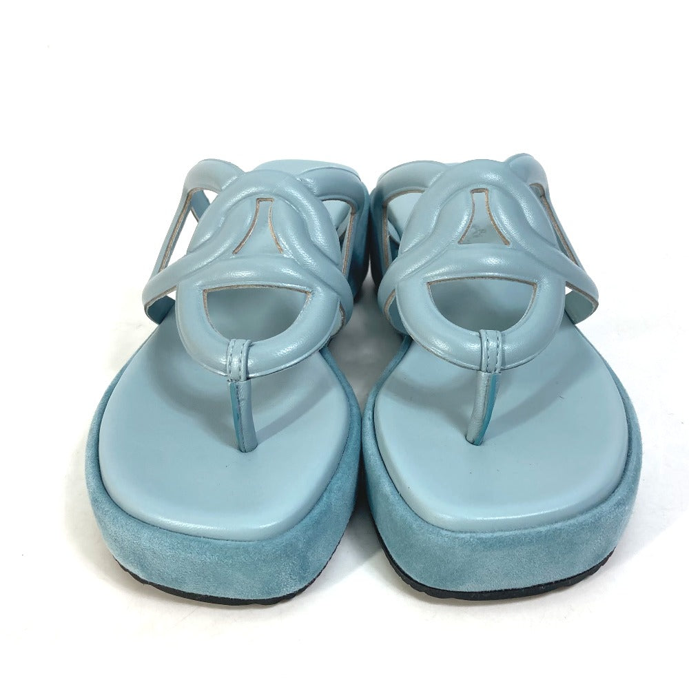 HERMES Sandals Suede, Leather Blue type Chene Dunkle Gypsy Vert D'or Women 35 Used