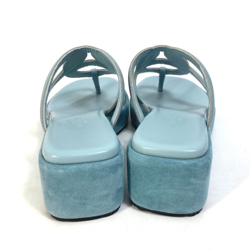 HERMES Sandals Suede, Leather Blue type Chene Dunkle Gypsy Vert D'or Women 35 Used