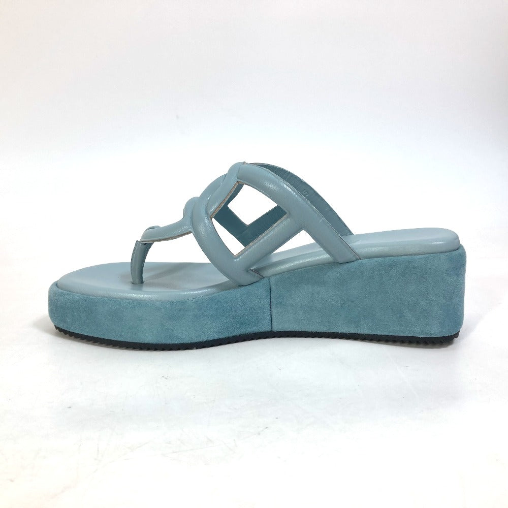 HERMES Sandals Suede, Leather Blue type Chene Dunkle Gypsy Vert D'or Women 35 Used