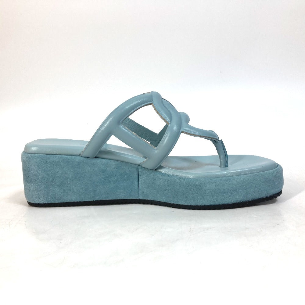 HERMES Sandals Suede, Leather Blue type Chene Dunkle Gypsy Vert D'or Women 35 Used