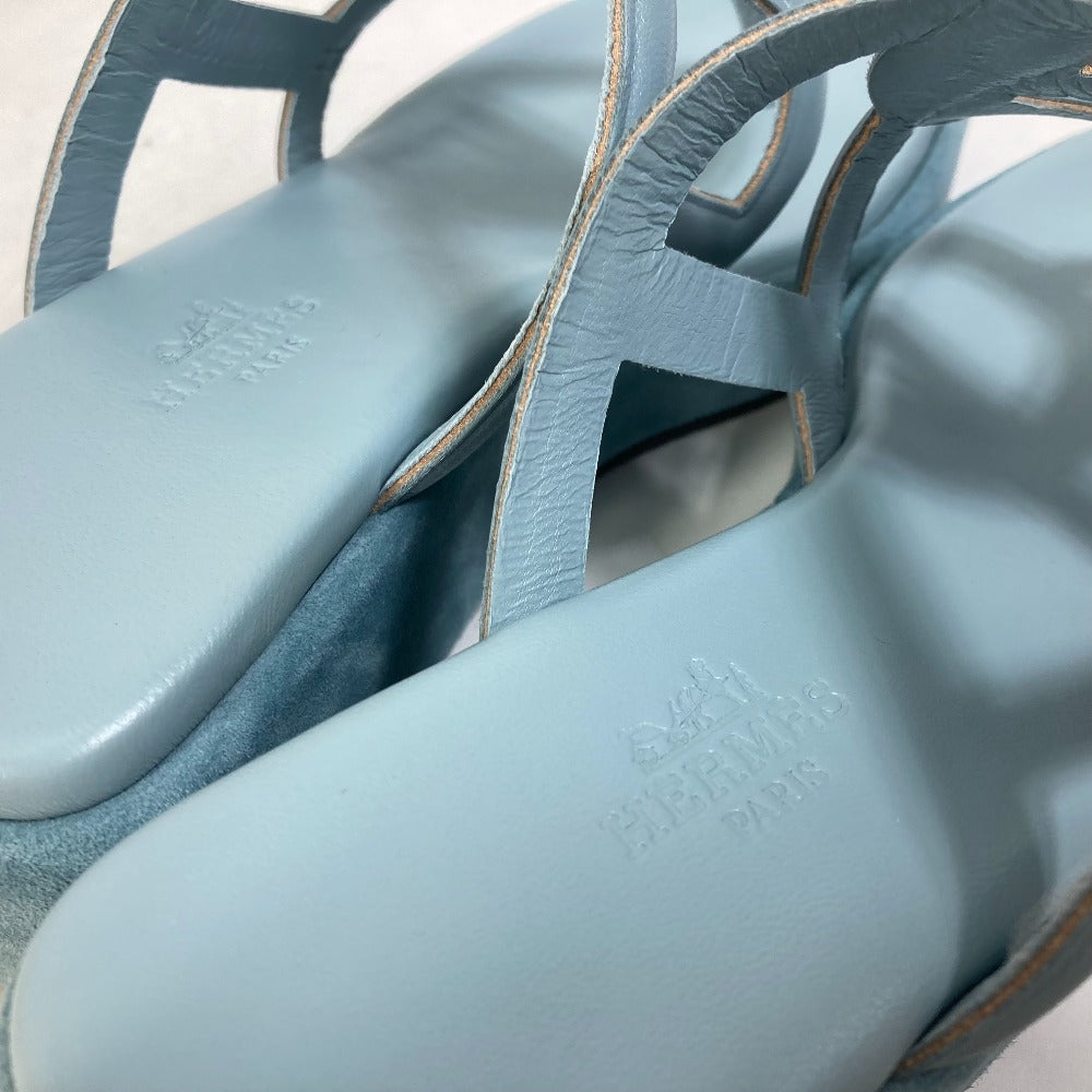 HERMES Sandals Suede, Leather Blue type Chene Dunkle Gypsy Vert D'or Women 35 Used