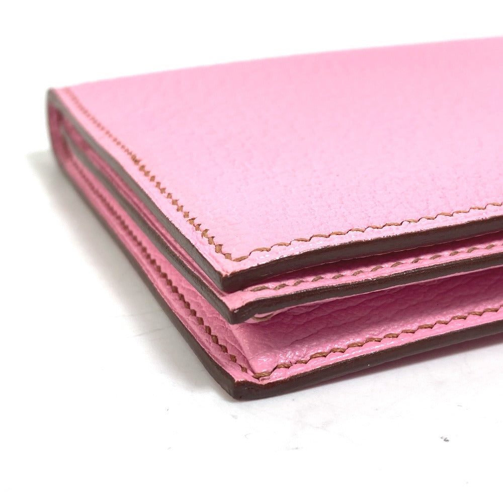 HERMES Long Wallet Purse Shave pink Long Wallet HMetal Bane Souffle Women Used