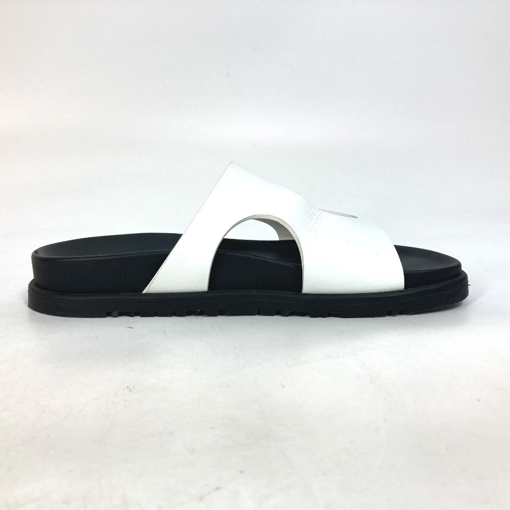 HERMES Sandals leather White / black shoes edit Women 35 Used