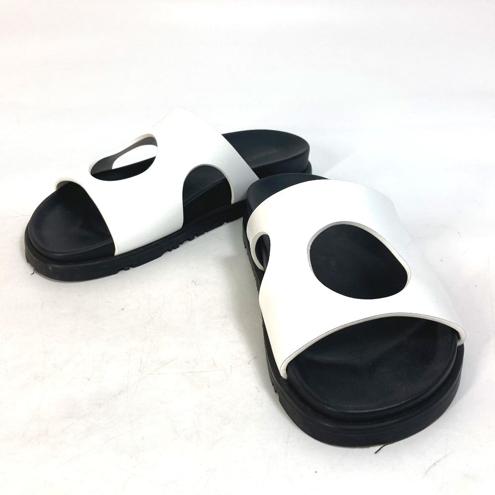 HERMES Sandals leather White / black shoes edit Women 35 Used