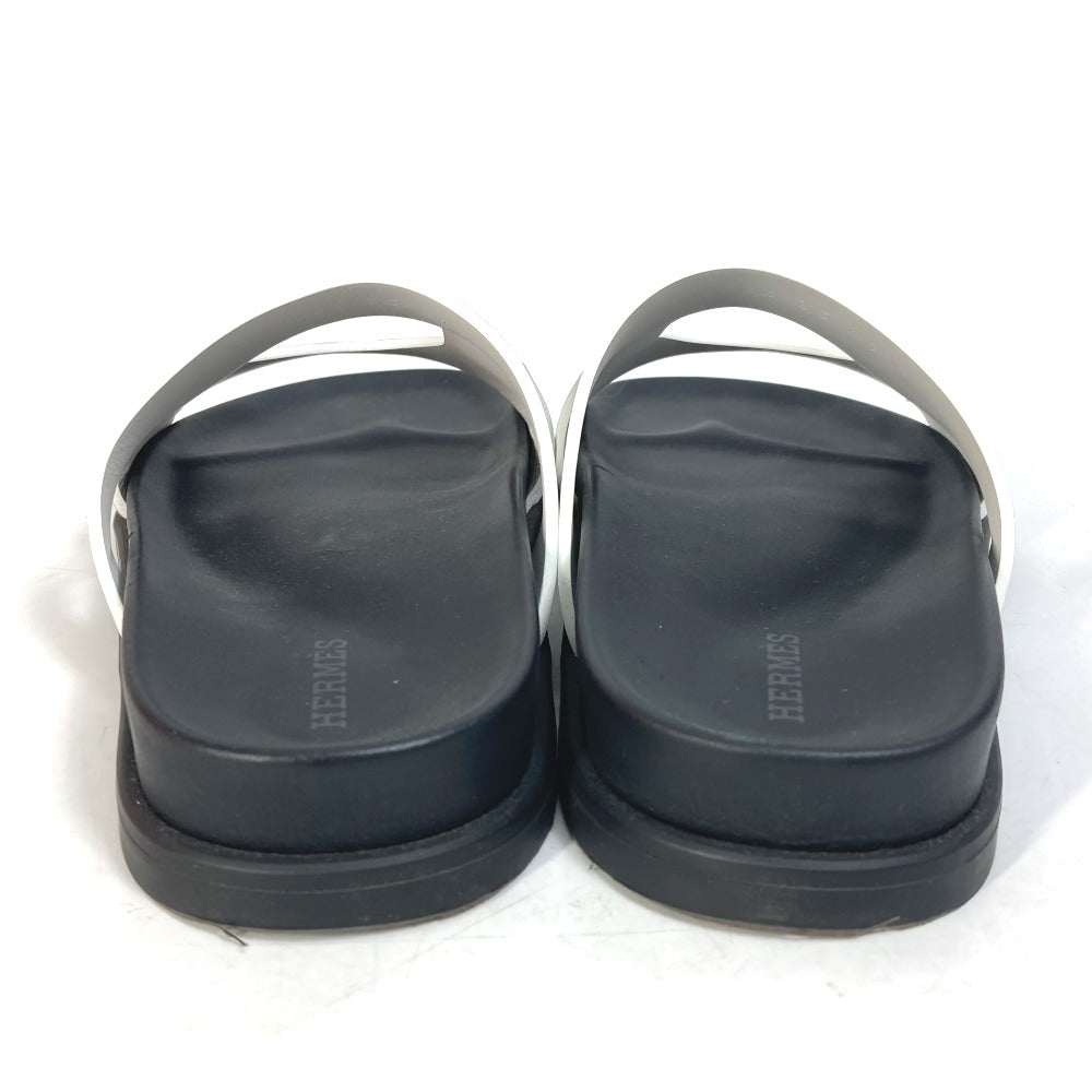 HERMES Sandals leather White / black shoes edit Women 35 Used