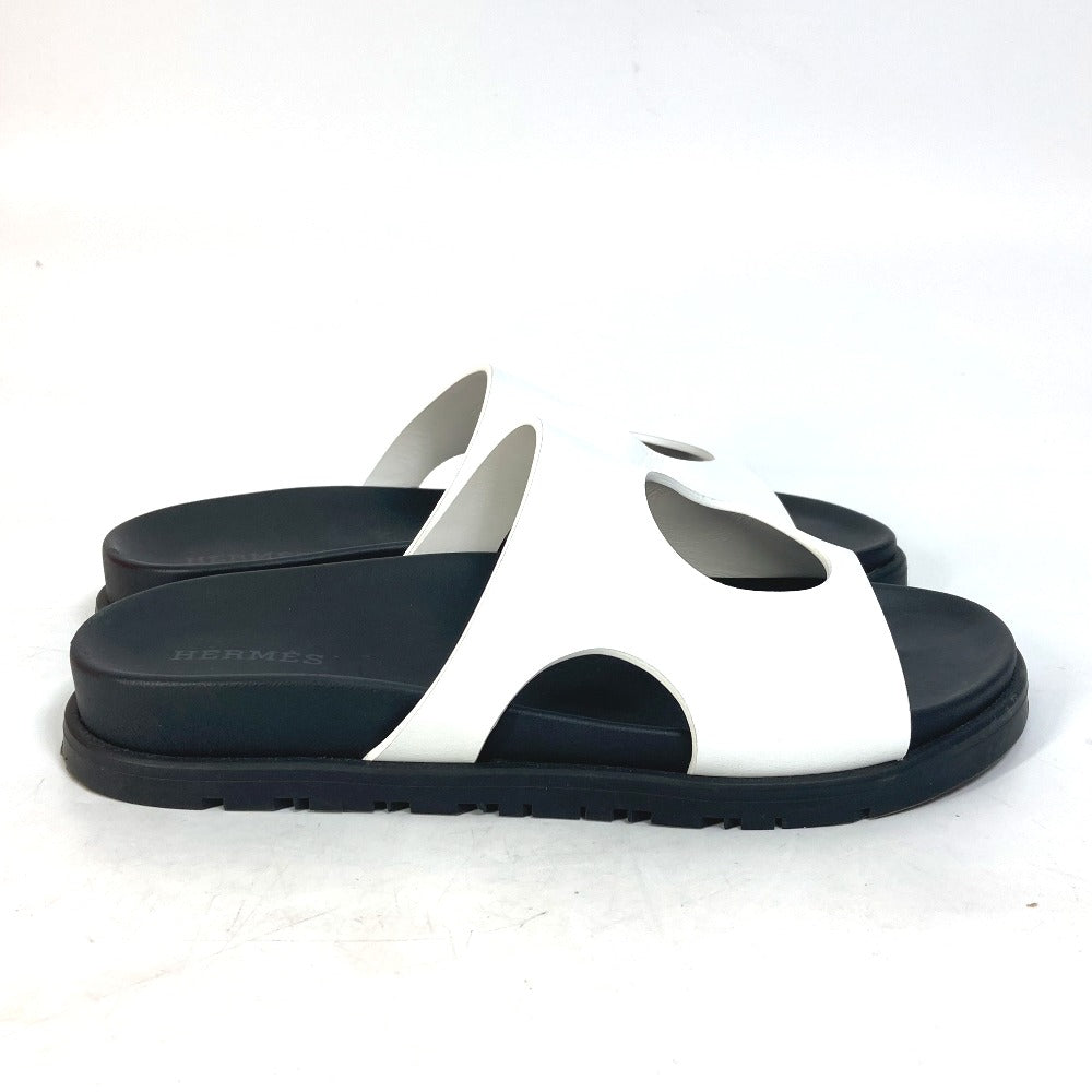 HERMES Sandals leather White / black shoes edit Women 35 Used