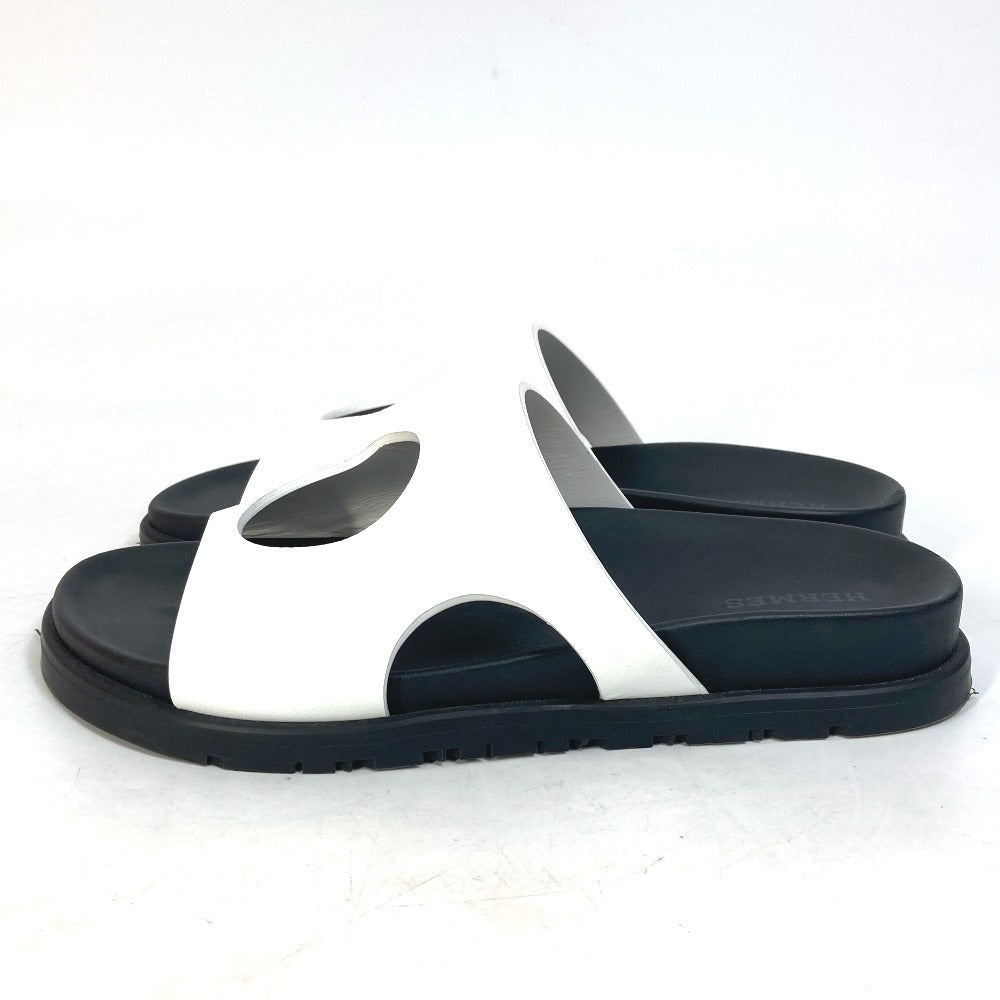 HERMES Sandals leather White / black shoes edit Women 35 Used