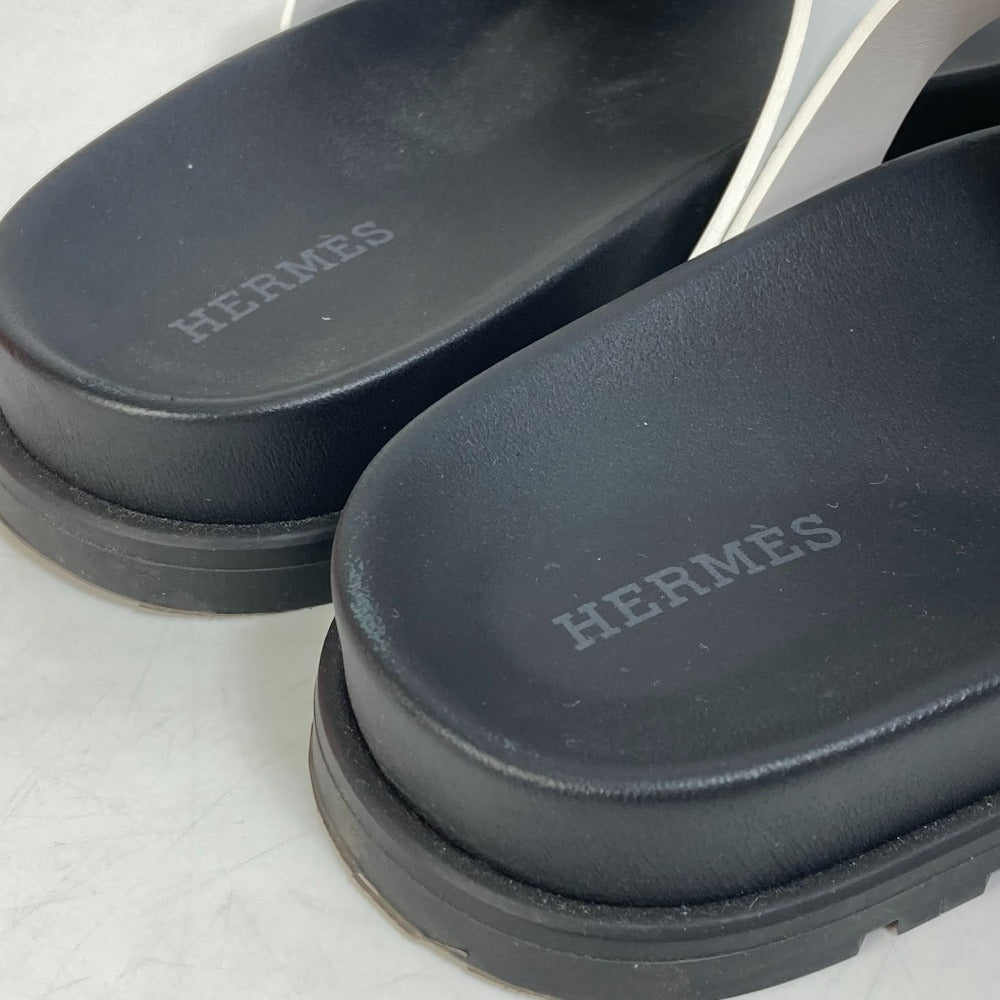 HERMES Sandals leather White / black shoes edit Women 35 Used