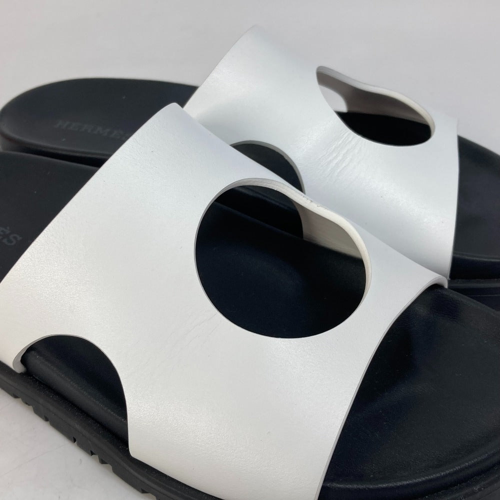 HERMES Sandals leather White / black shoes edit Women 35 Used