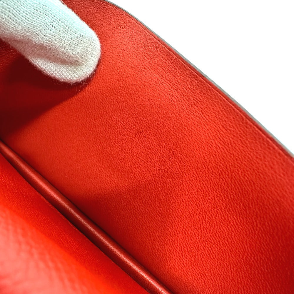 HERMES Long Wallet Purse Epsom Red HMetal Beansufla Women Used