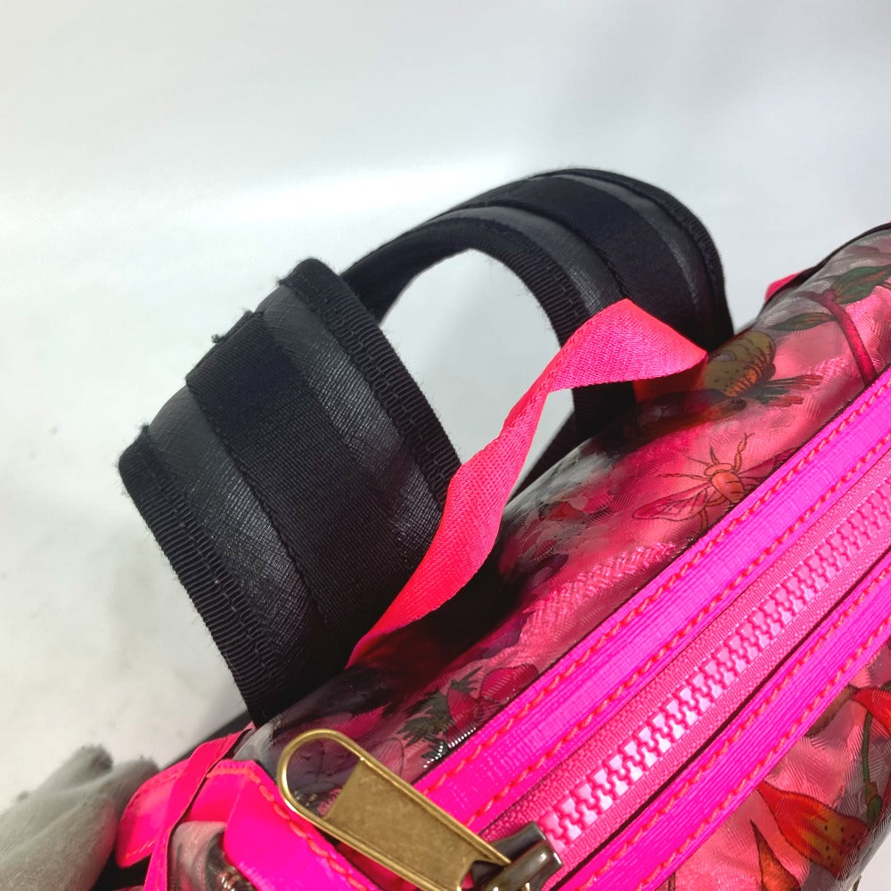 GUCCI Backpack 555549 Plastics, Leather Fluorescent pink Backpack Flora floral pattern flower Women Used
