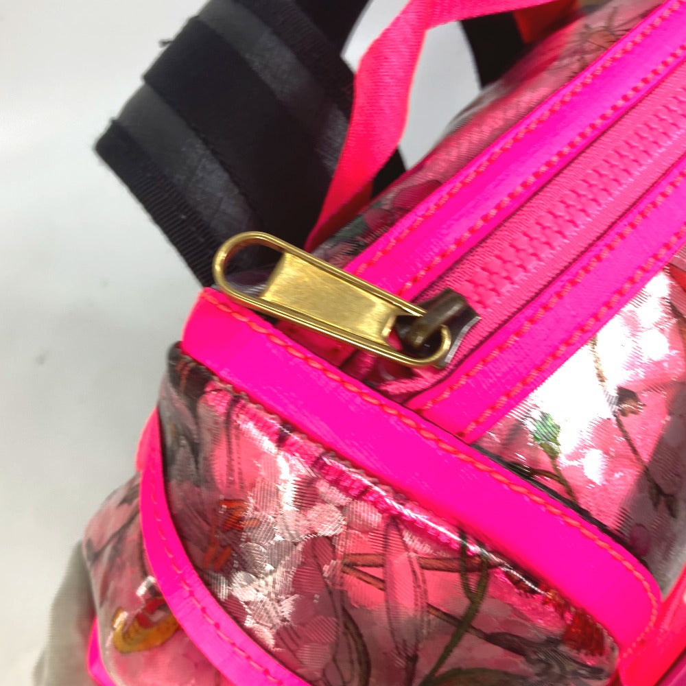 GUCCI Backpack 555549 Plastics, Leather Fluorescent pink Backpack Flora floral pattern flower Women Used