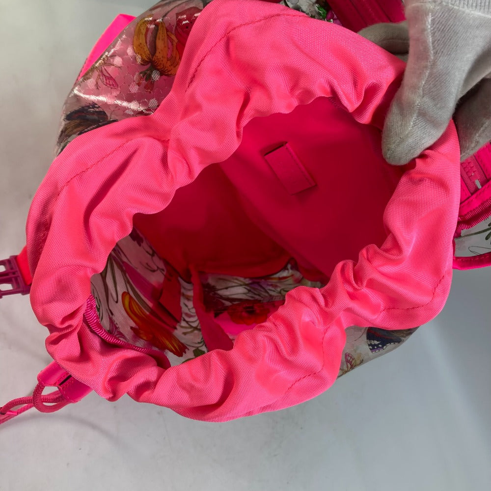 GUCCI Backpack 555549 Plastics, Leather Fluorescent pink Backpack Flora floral pattern flower Women Used