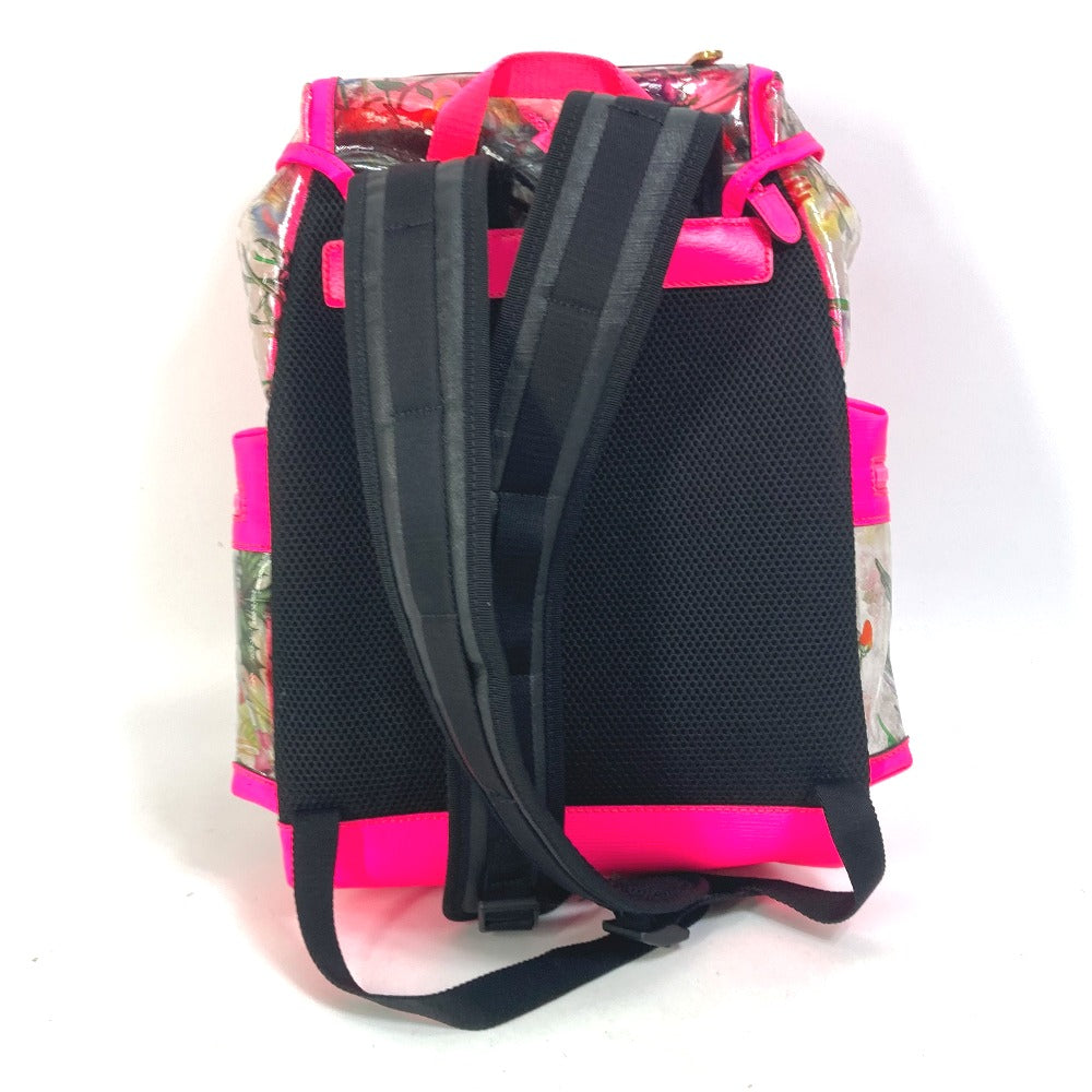 GUCCI Backpack 555549 Plastics, Leather Fluorescent pink Backpack Flora floral pattern flower Women Used