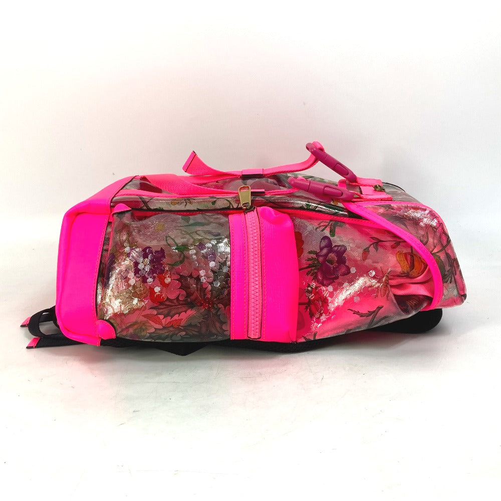 GUCCI Backpack 555549 Plastics, Leather Fluorescent pink Backpack Flora floral pattern flower Women Used