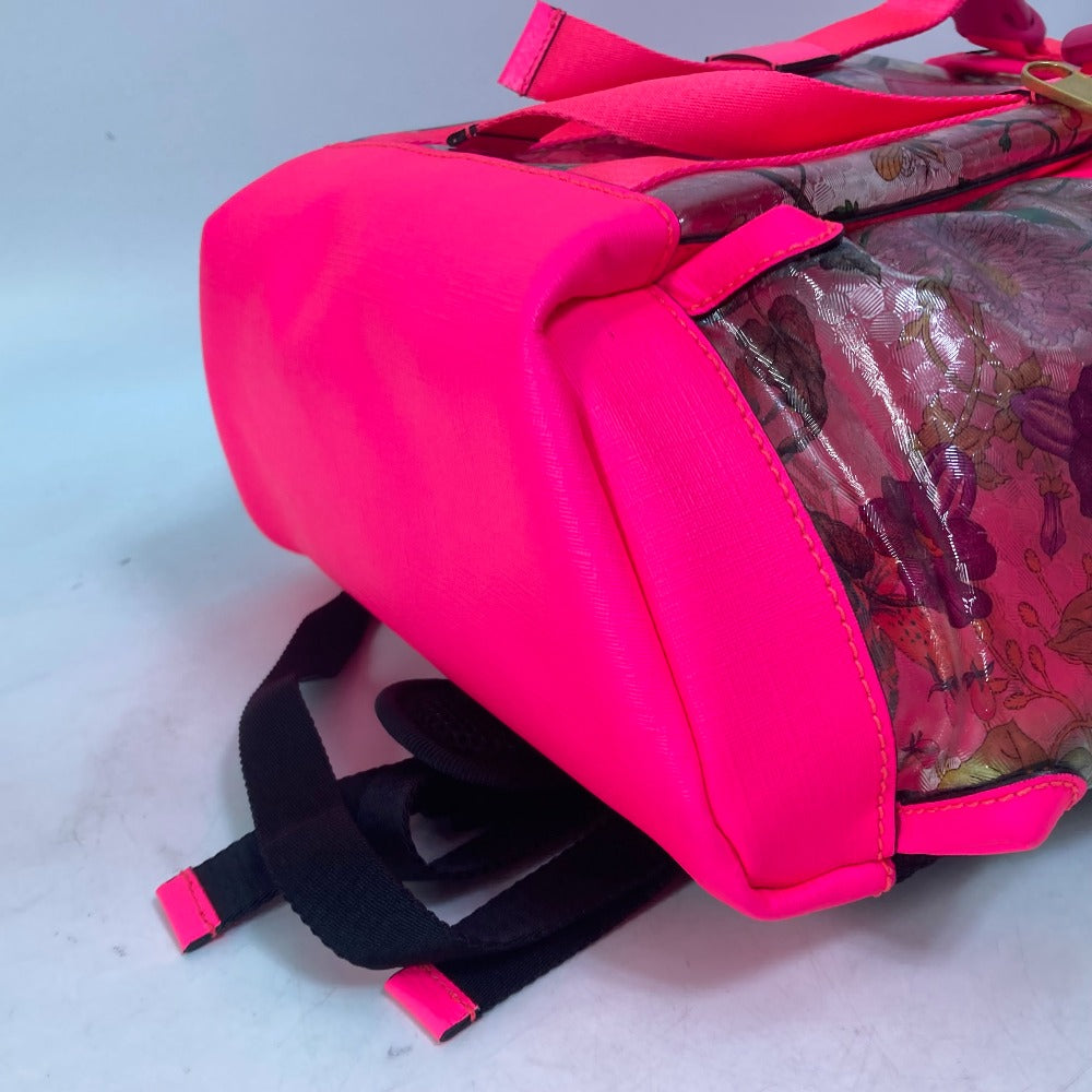 GUCCI Backpack 555549 Plastics, Leather Fluorescent pink Backpack Flora floral pattern flower Women Used