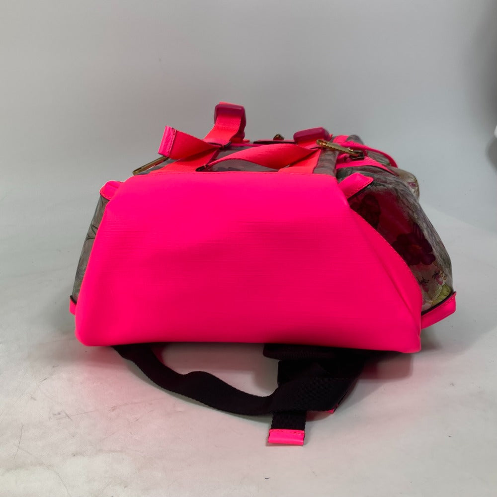 GUCCI Backpack 555549 Plastics, Leather Fluorescent pink Backpack Flora floral pattern flower Women Used