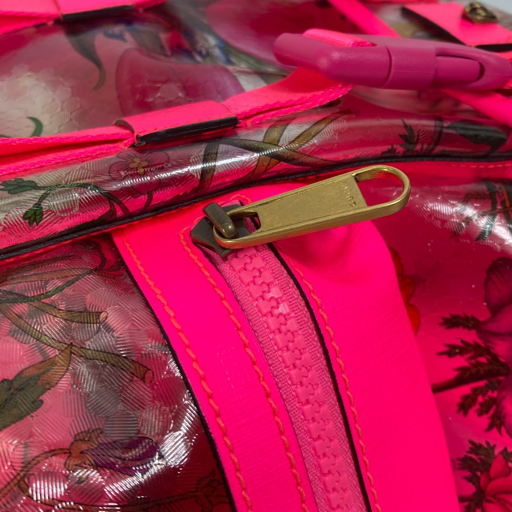 GUCCI Backpack 555549 Plastics, Leather Fluorescent pink Backpack Flora floral pattern flower Women Used