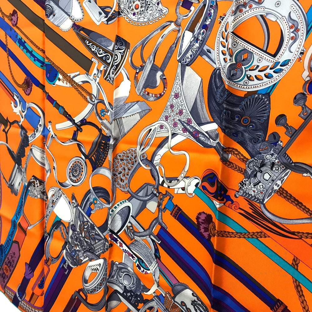 HERMES scarf silk orange x purple x blue Concours detriers Carre 90 Women Used