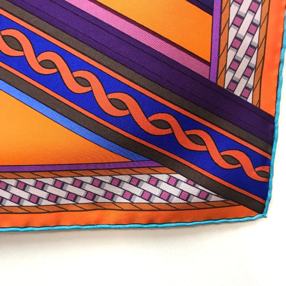 HERMES scarf silk orange x purple x blue Concours detriers Carre 90 Women Used