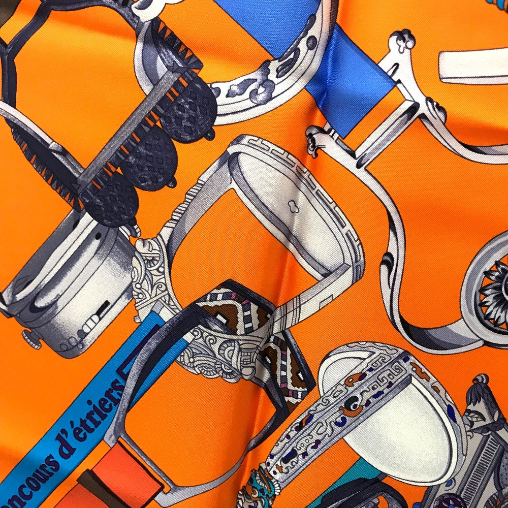 HERMES scarf silk orange x purple x blue Concours detriers Carre 90 Women Used