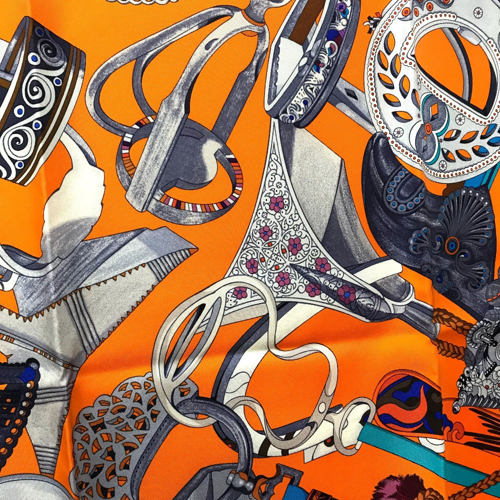 HERMES scarf silk orange x purple x blue Concours detriers Carre 90 Women Used