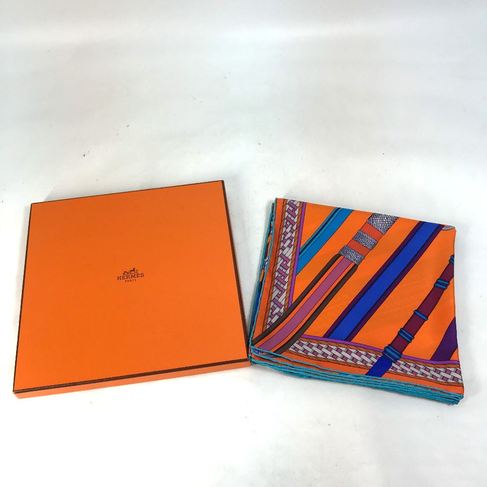 HERMES scarf silk orange x purple x blue Concours detriers Carre 90 Women Used