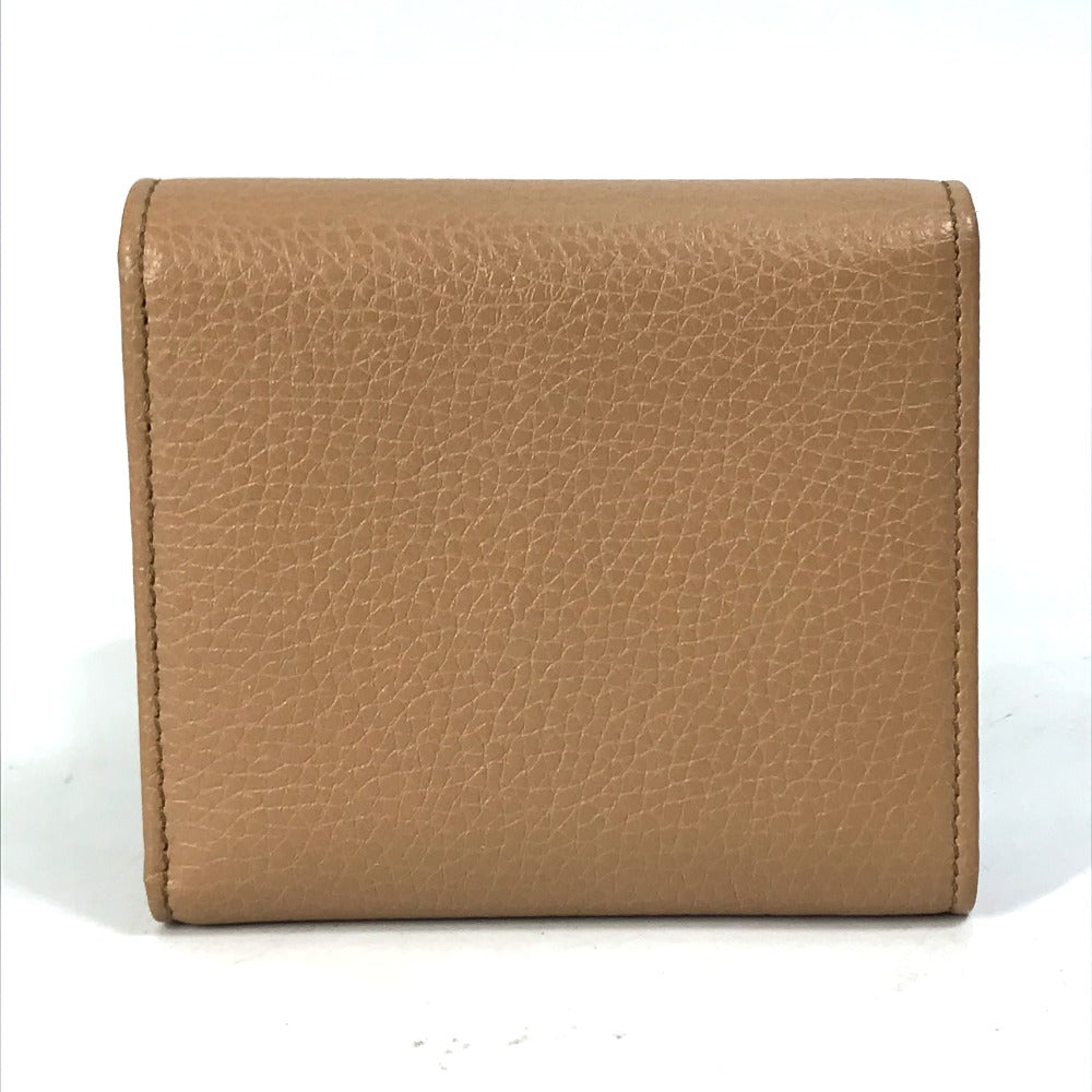 GUCCI Trifold wallet 598207 leather beige Interlocking G Compact wallet Women Secondhand