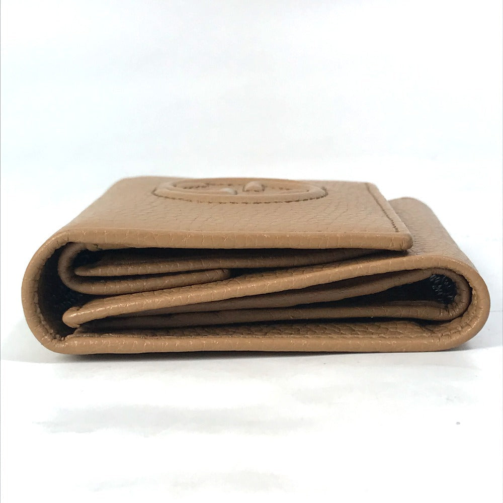 GUCCI Trifold wallet 598207 leather beige Interlocking G Compact wallet Women Secondhand