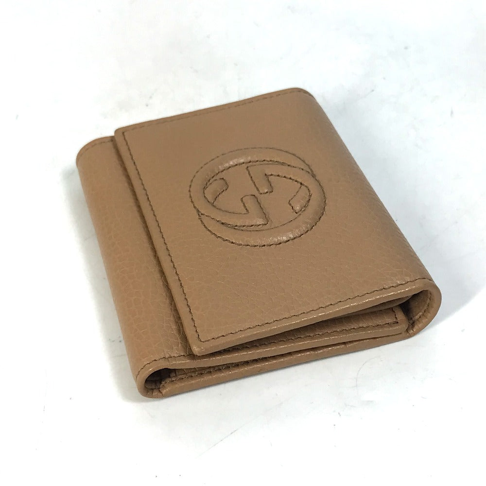 GUCCI Trifold wallet 598207 leather beige Interlocking G Compact wallet Women Secondhand