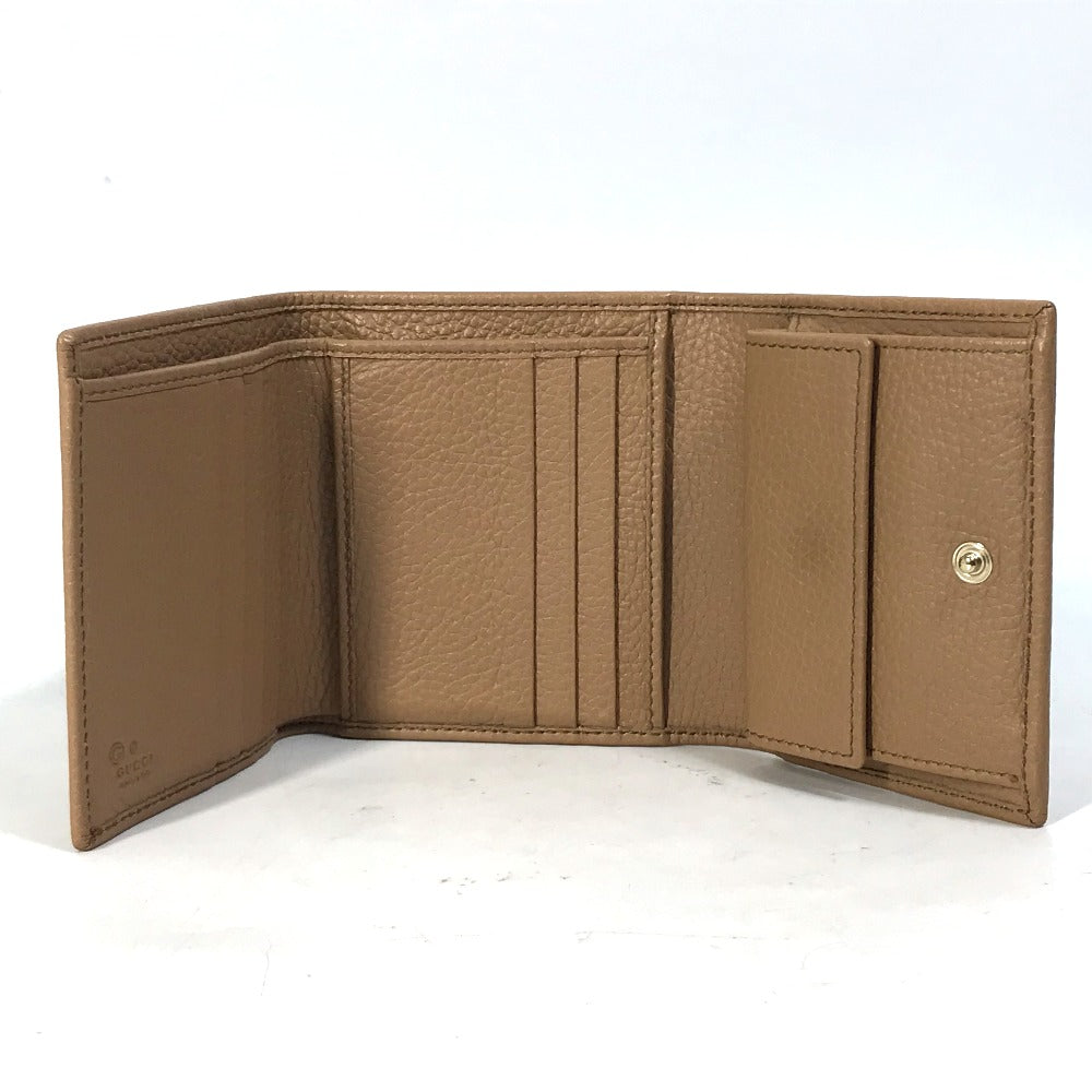 GUCCI Trifold wallet 598207 leather beige Interlocking G Compact wallet Women Secondhand
