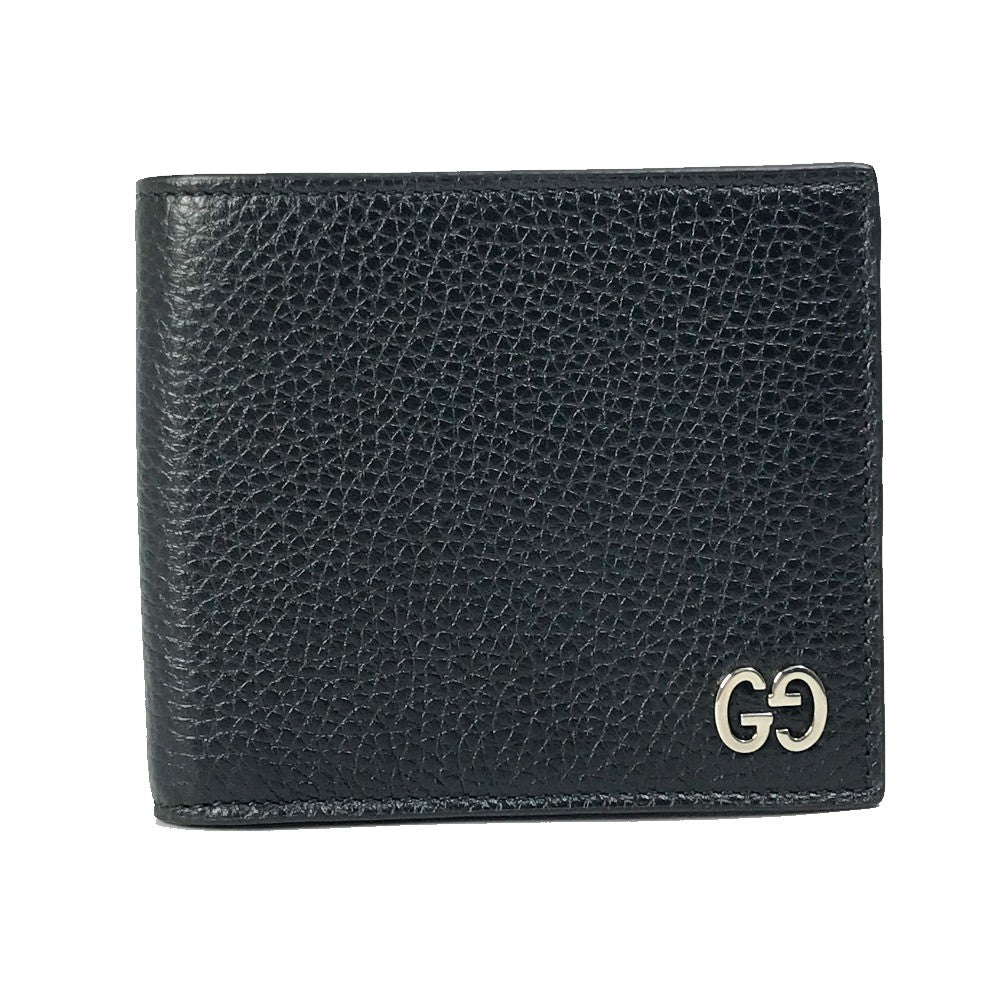 GUCCI Folded wallet 473922 leather black GG mens Secondhand