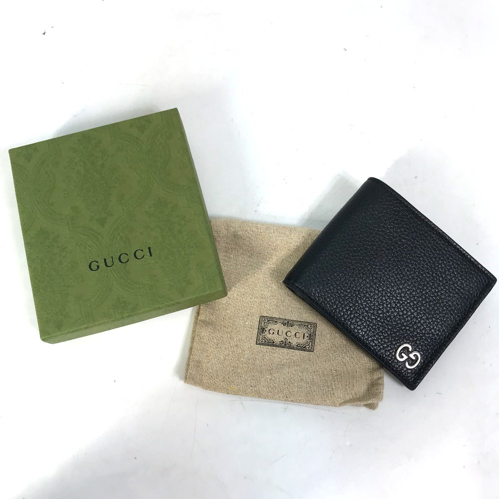 GUCCI Folded wallet 473922 leather black GG mens Secondhand