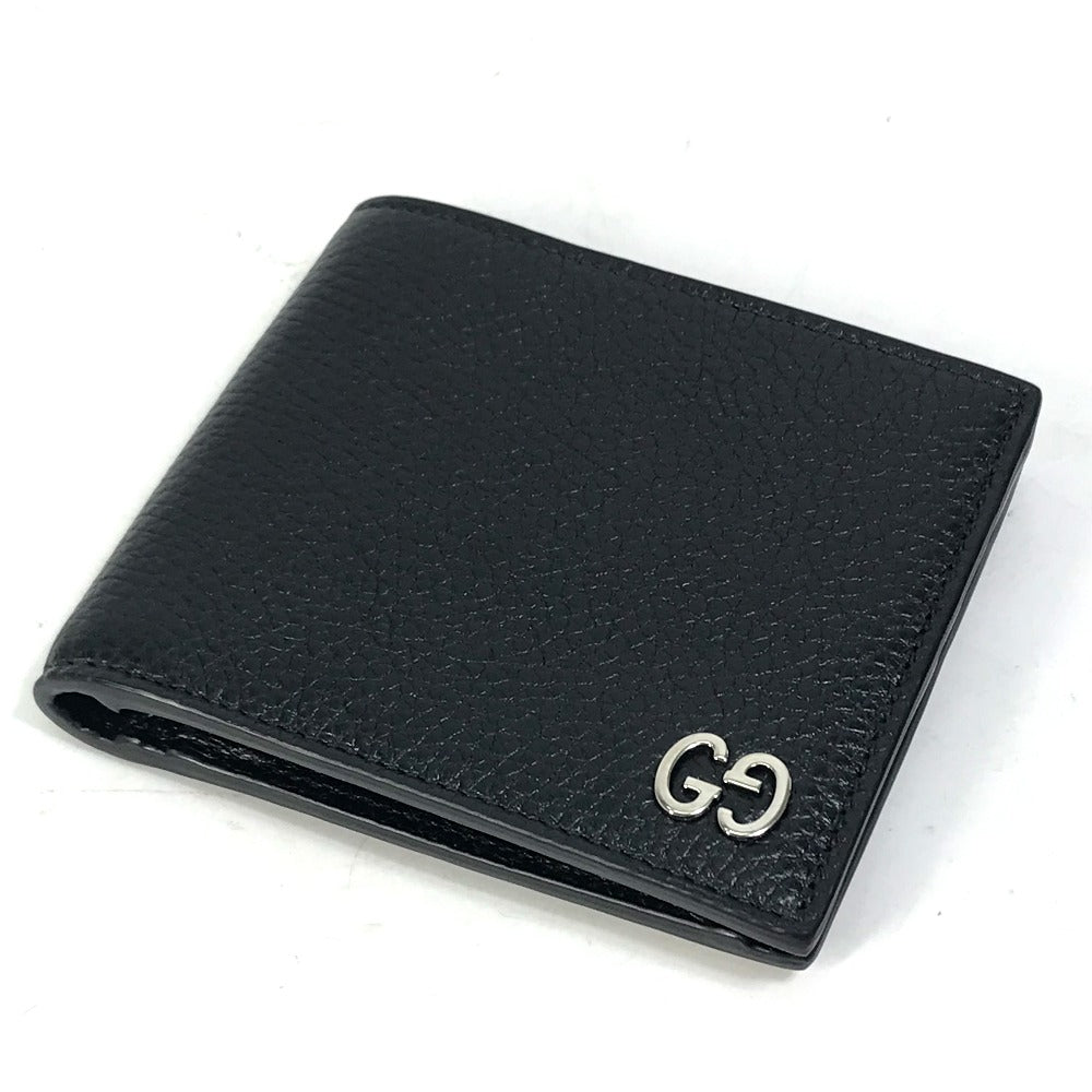 GUCCI Folded wallet 473922 leather black GG mens Secondhand