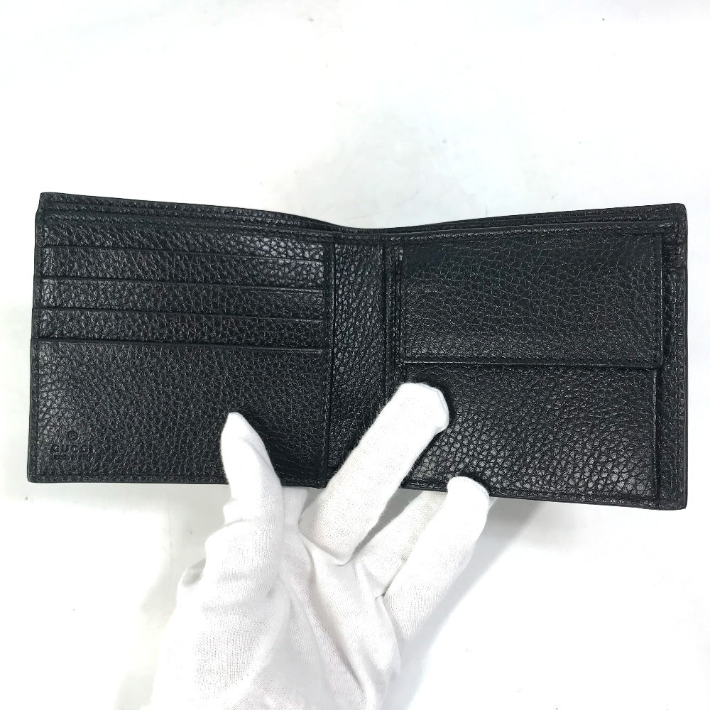 GUCCI Folded wallet 473922 leather black GG mens Secondhand