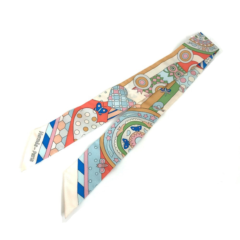 HERMES scarf silk multicolor Les Murmures de la Fort Women Used