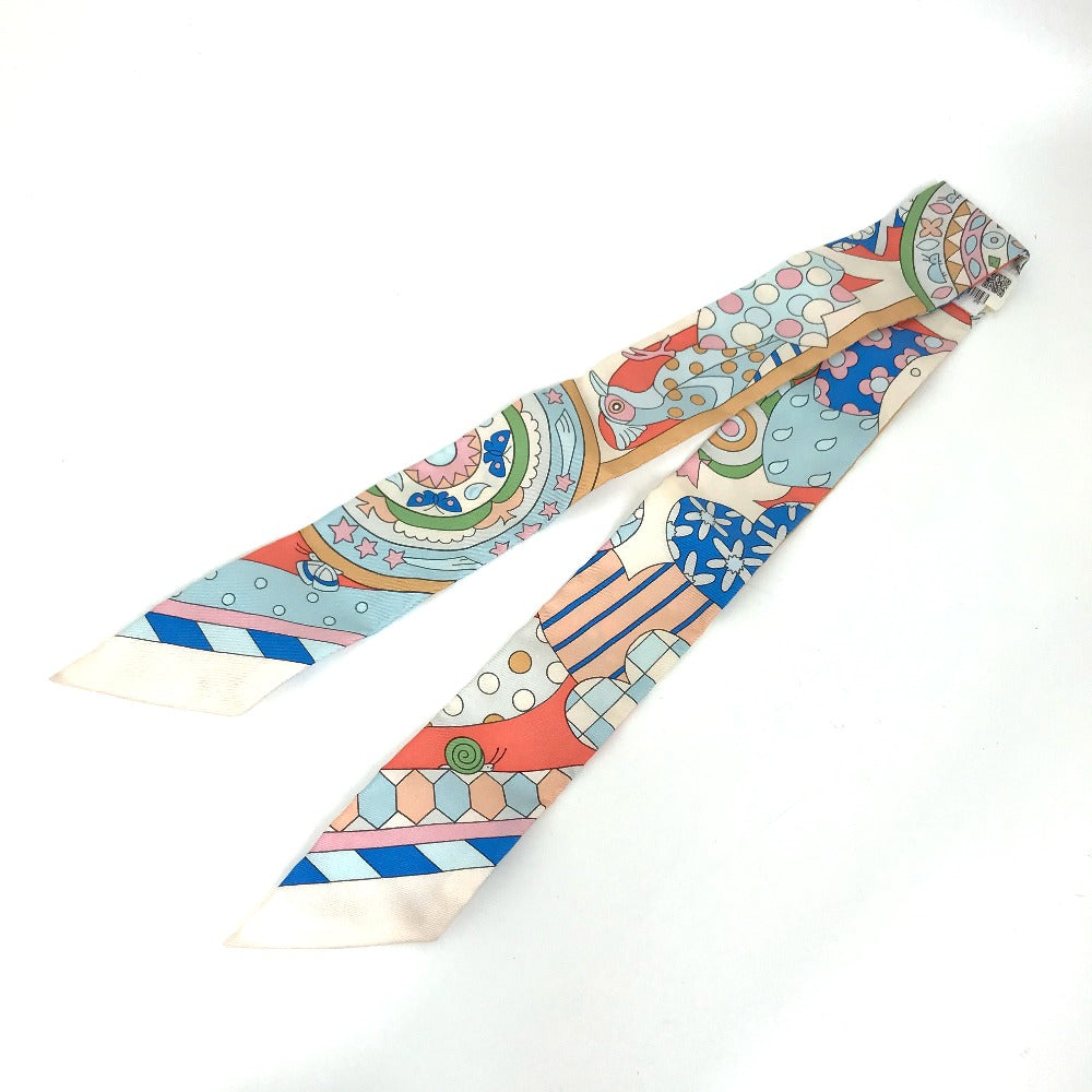 HERMES scarf silk multicolor Les Murmures de la Fort Women Used