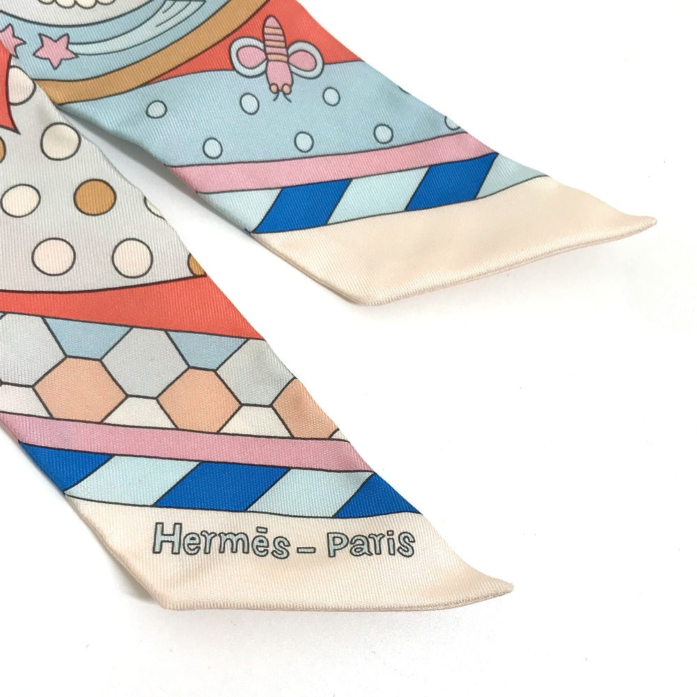 HERMES scarf silk multicolor Les Murmures de la Fort Women Used