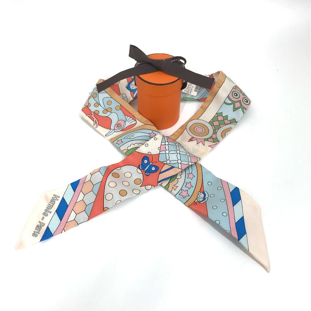 HERMES scarf silk multicolor Les Murmures de la Fort Women Used
